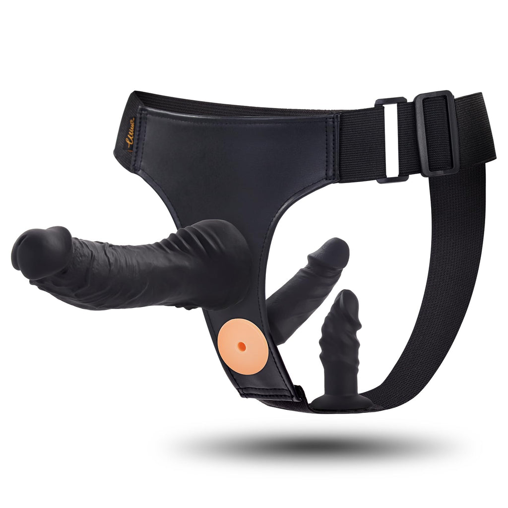 Strap-on Dildo Couple Sex Toys - UTIMI Strap on 3 Removable Realistic Silicone Dildos Wearable Dildo Adjustable Pants G-Spot Sti