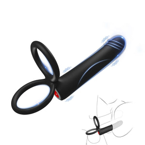 Anal Dildo Vibrator Sex Toys for Men, Strap-On Dildo Butt Plug with Vibrating Cock Ring, Male Penis Vibrator with 10 Vibration M