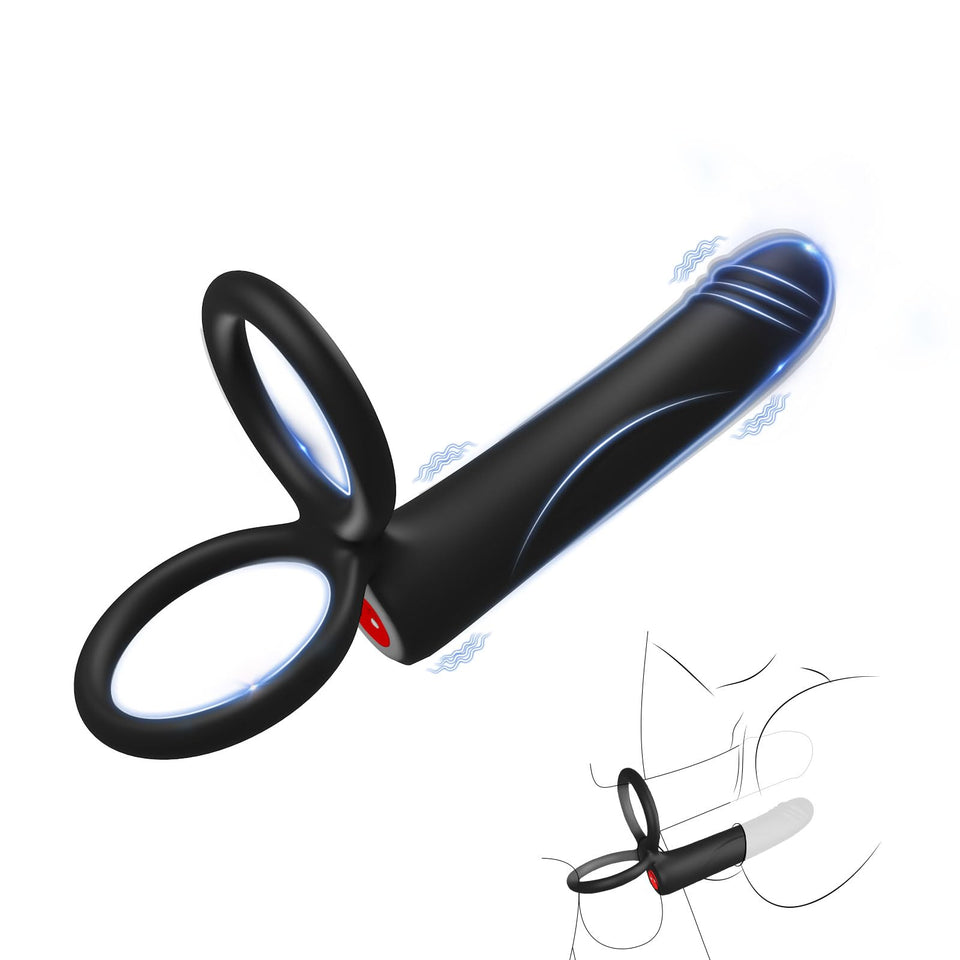 Anal Dildo Vibrator Sex Toys for Men, Strap-On Dildo Butt Plug with Vibrating Cock Ring, Male Penis Vibrator with 10 Vibration M