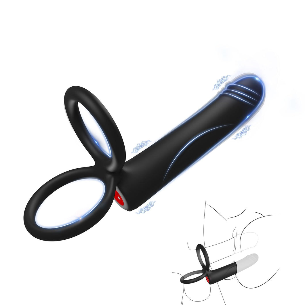 Anal Dildo Vibrator Sex Toys for Men, Strap-On Dildo Butt Plug with Vibrating Cock Ring, Male Penis Vibrator with 10 Vibration M