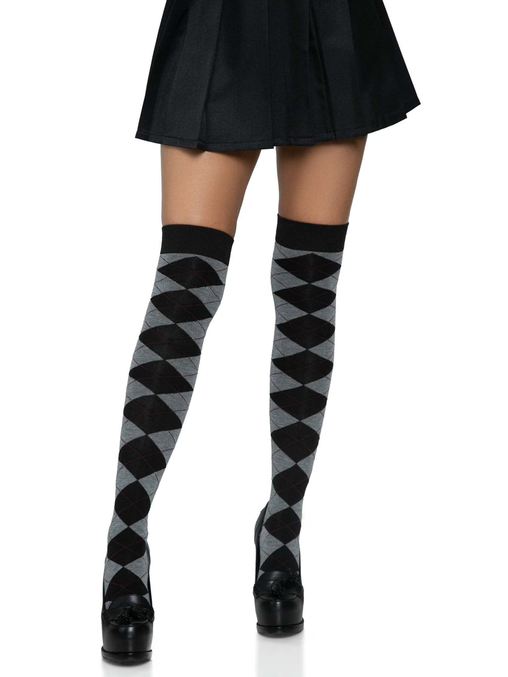 Argyle Knit Over The Knee Sock