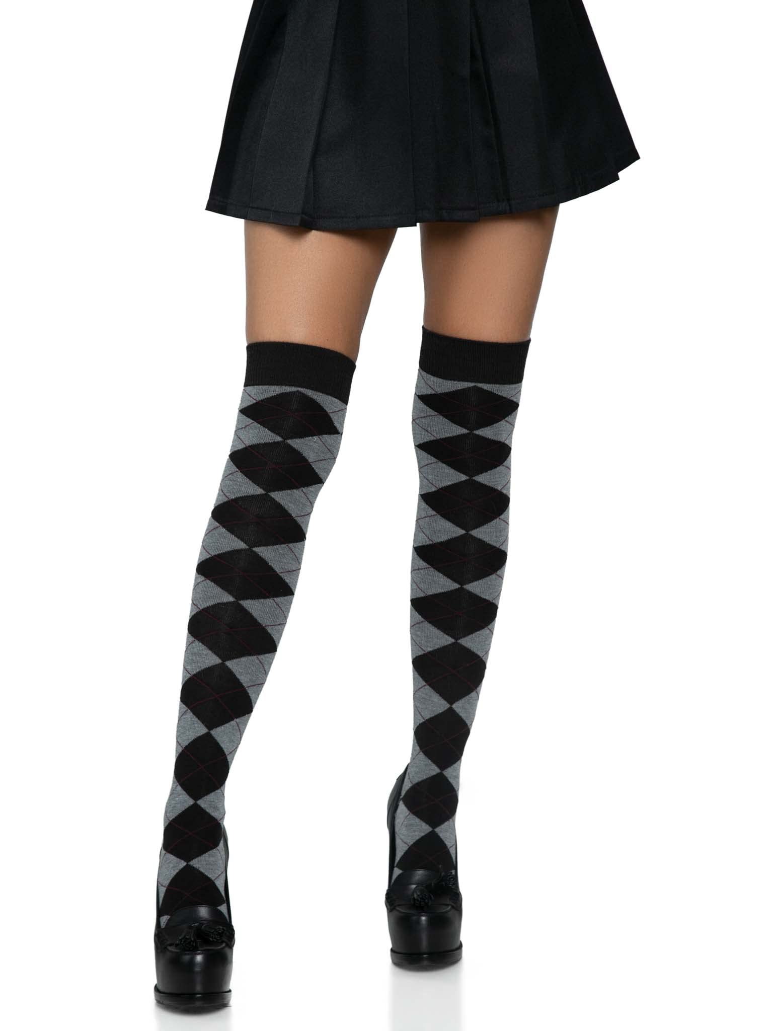 Argyle Knit Over The Knee Sock