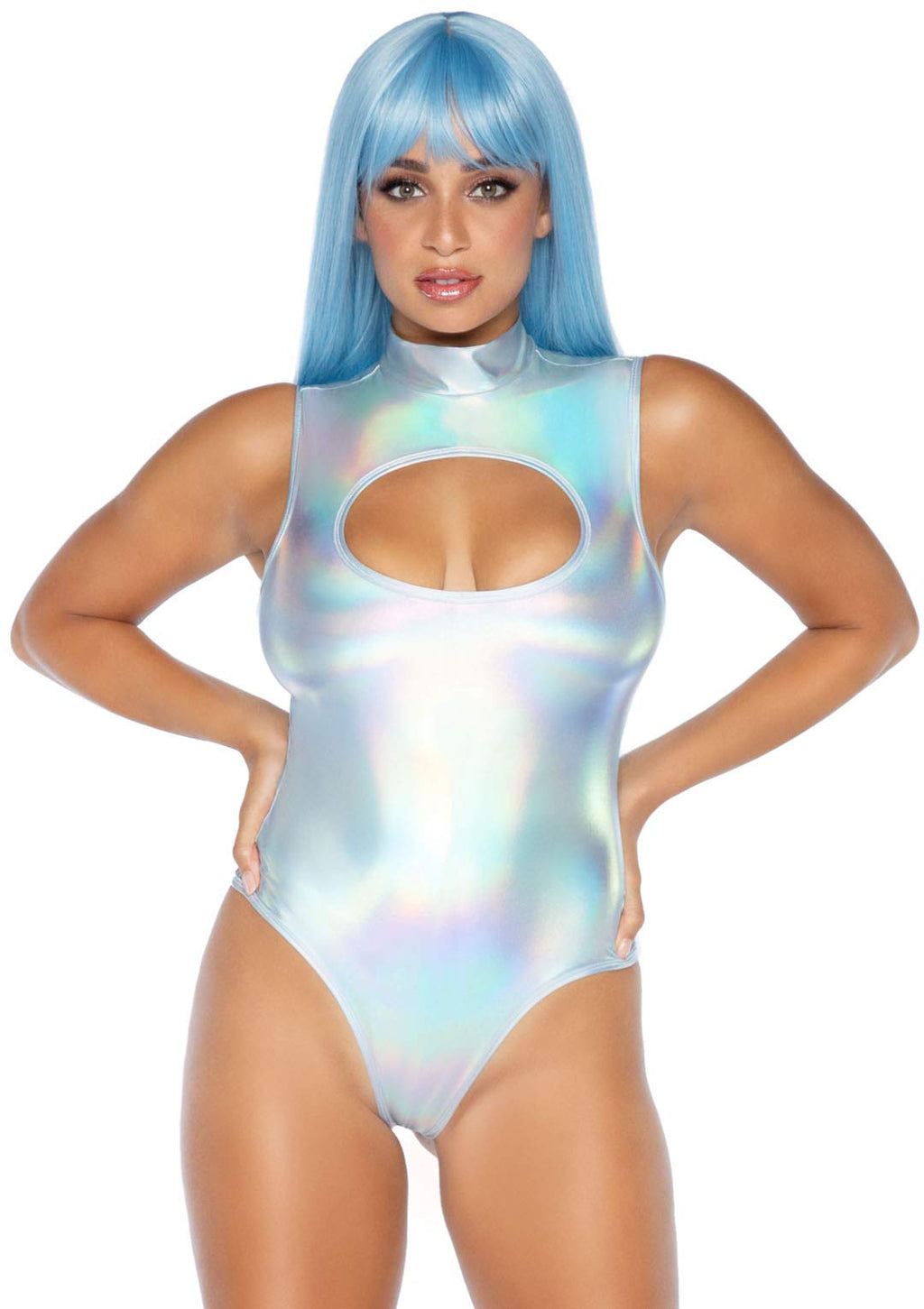 Leg Avenue 2 Pc Holographic Metallic Span Silver Color