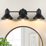 Bathroom Light Fixtures, 3-Light Vanity Light Over Mirror, Matte Black Metal Bathroom Light, Modern Farmhouse Rustic Industrial