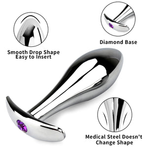 Anal Plug 3pcs Anal Toys with Luxurious Diamonds Anal Trainer Metal Butt Plug Prostate Massage Sex Toys for Couple, Adult Sex To
