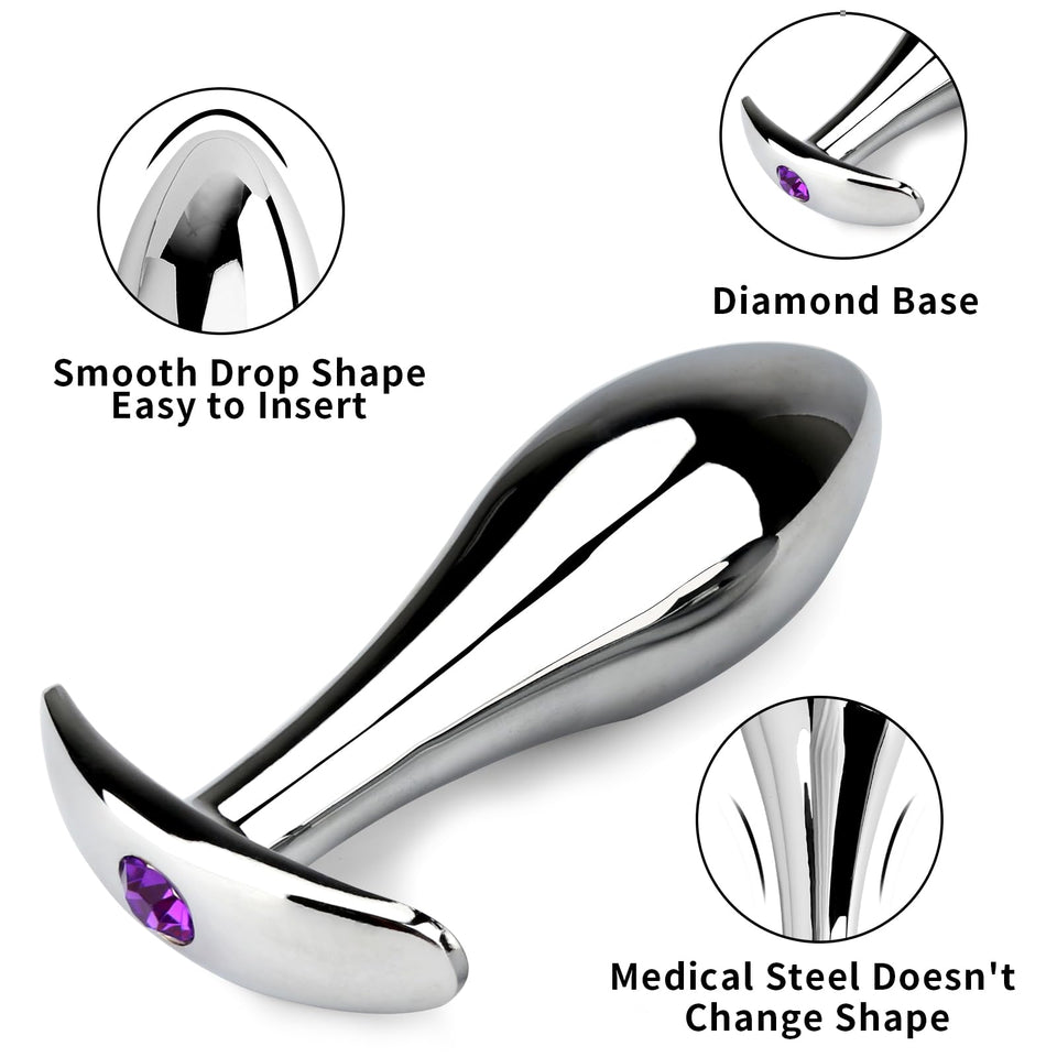 Anal Plug 3pcs Anal Toys with Luxurious Diamonds Anal Trainer Metal Butt Plug Prostate Massage Sex Toys for Couple, Adult Sex To
