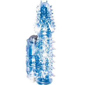 (D) LIGHT UP VIBRATING PLEASUR SLEEVE BLUE