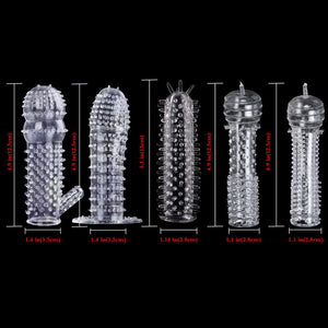 10 PCS Silicone Penis Sleeves Reusable Condoms Cock Enlarger Extender Girth Transparent Penis Erection Sex Toy for Couple Men