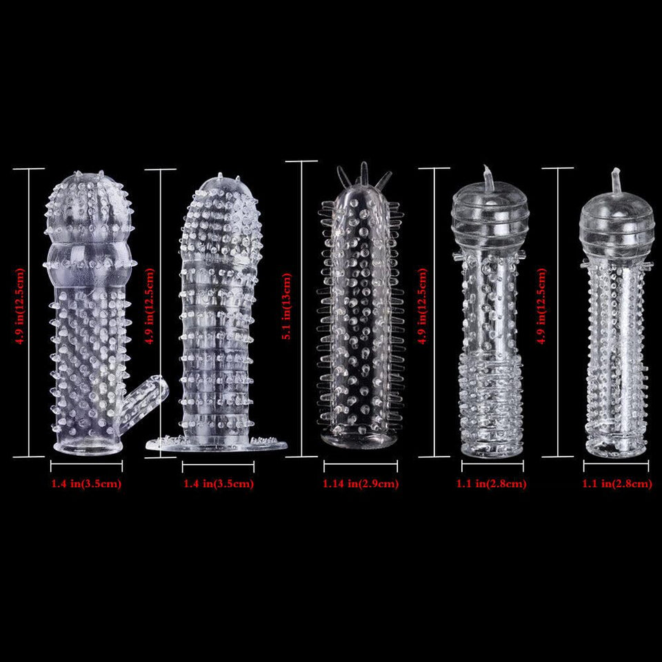 10 PCS Silicone Penis Sleeves Reusable Condoms Cock Enlarger Extender Girth Transparent Penis Erection Sex Toy for Couple Men