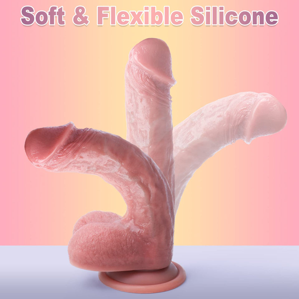 Adult Sex Toys Realistic Dildos - Sex Toys Soft Silicone Dildos for Hands-Free Play, Adult Toys Suction Cup Anal Dildos with Bal