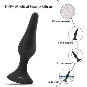 Hisionlee Sex Toys 4Pcs Butt Anal Plug Set Silicone Anal Butt Plug Adult Sexy Toys For Women,Men And Beginners (Black)