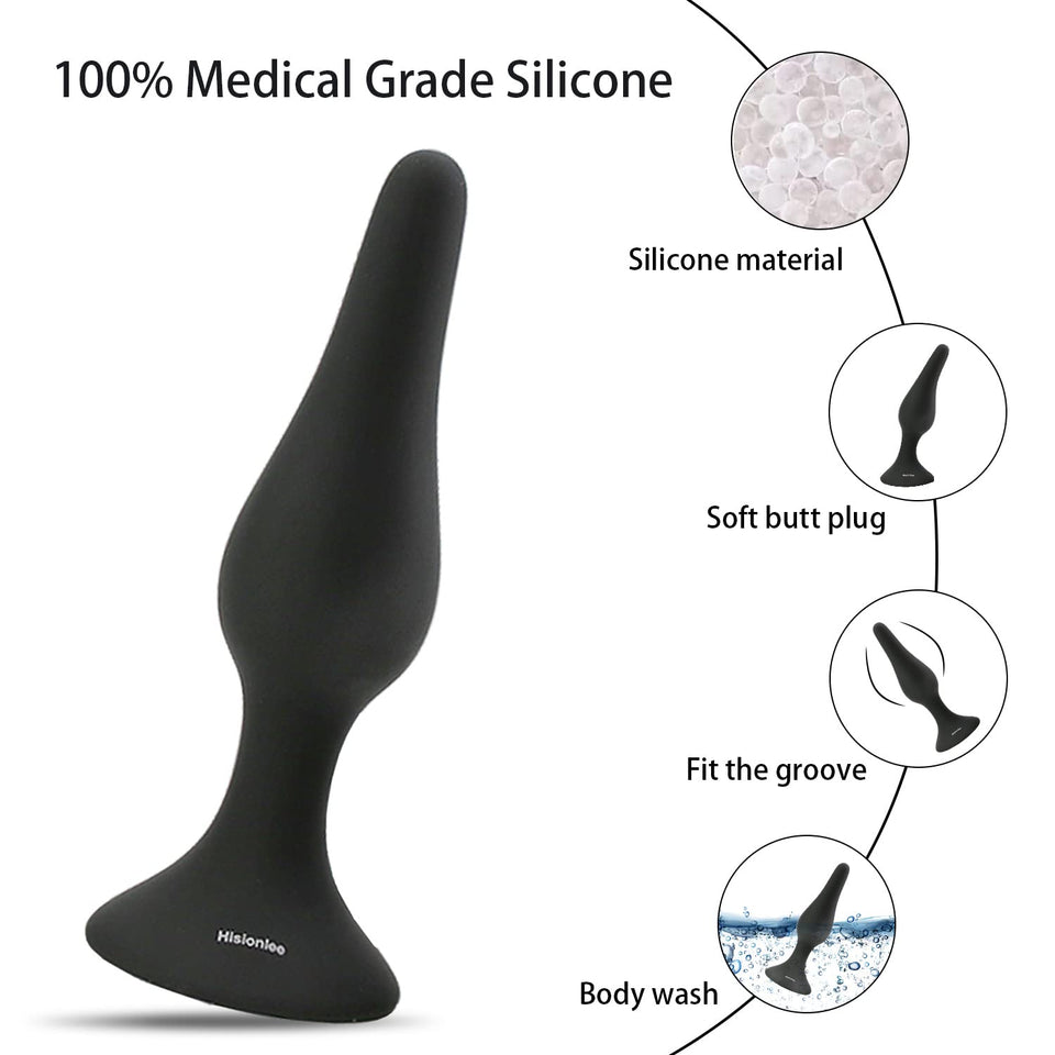 Hisionlee Sex Toys 4Pcs Butt Anal Plug Set Silicone Anal Butt Plug Adult Sexy Toys For Women,Men And Beginners (Black)