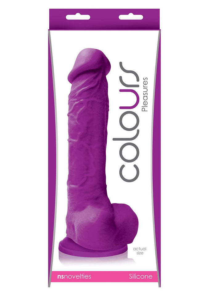 Colours Pleasures Dildo, Purple, 8 Inch