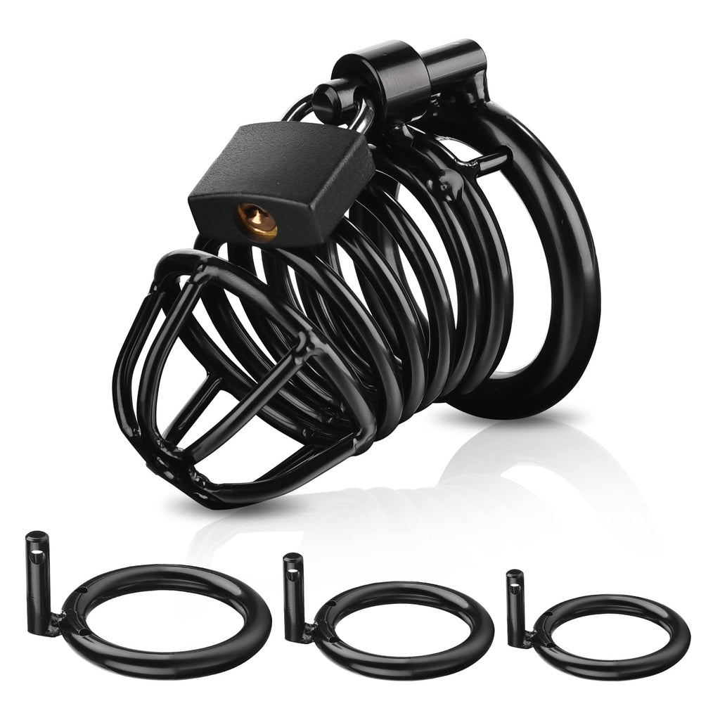 Male Cock Cage Chastity Device - UTIMI Iron Chastity Cock Cage Device with 3 Active Sizes Rings Adult Sex Toy for Men Penis Exer