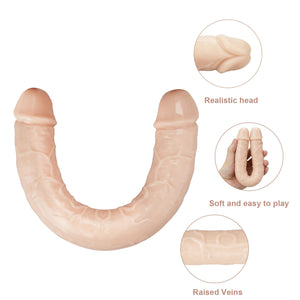 11.8 * 1.37 Inches Double Dildo Crystal Jelly Realistic Anal Long Dildo Penis Soft and Flexible with Veins and Glans Adult Sex T