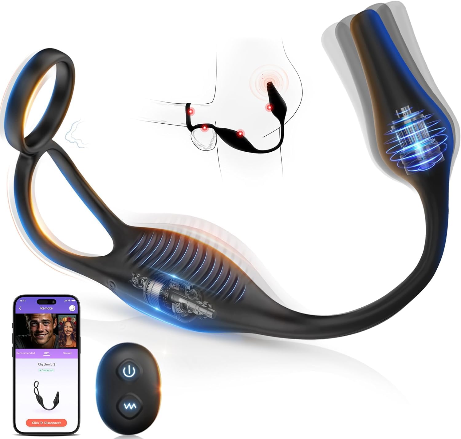 Male Sex Toy Prostate Massage - Powerful Precise Continuous Stimulate Prostate with 7 Modes APP Remote Control, Prostate Toy Mal