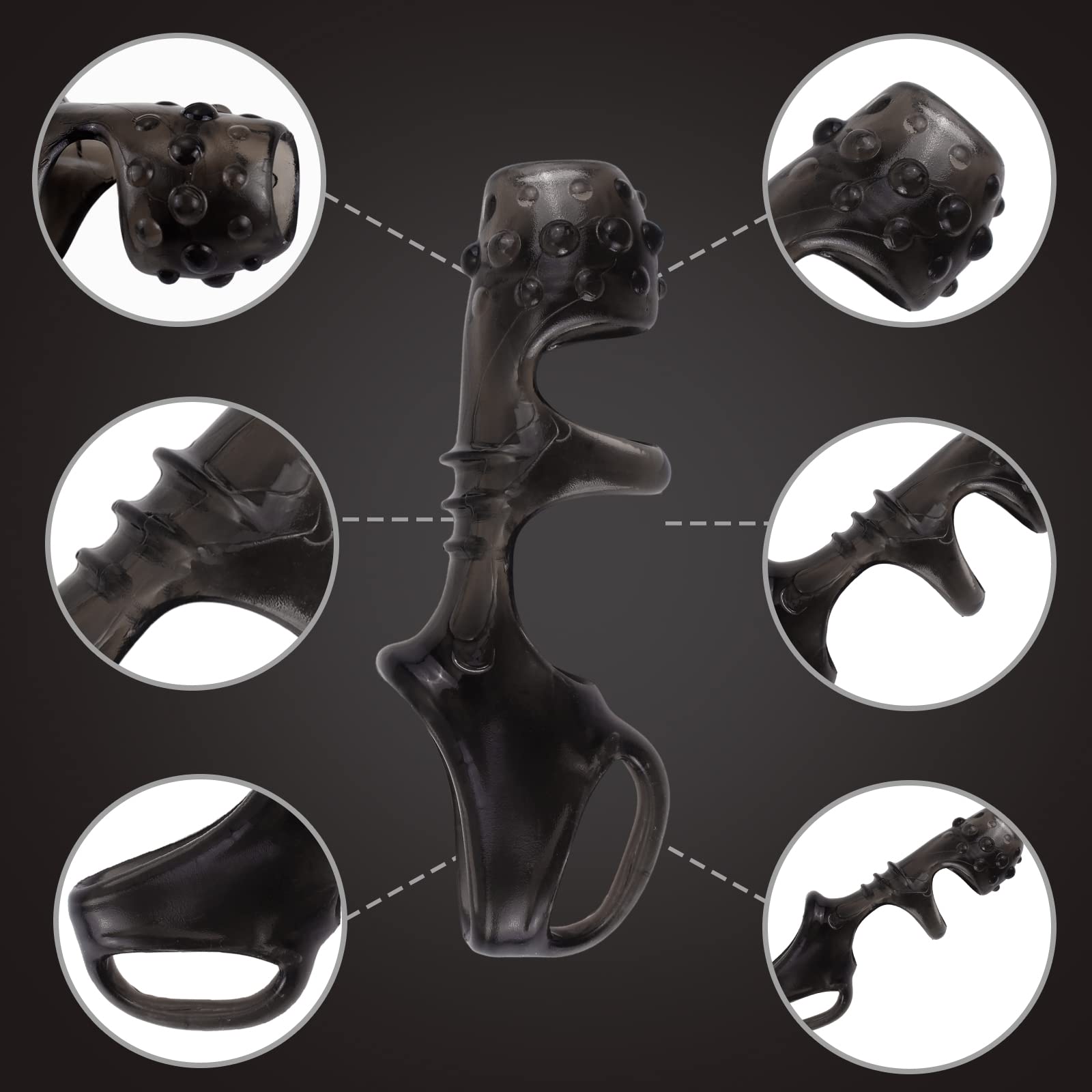 Reusable Penis Sleeve with Testicle Ring Covered by Granules, Flexible Condom Male Cock Extender Enlarger G-Spot Stimulation Sex