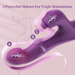 Tracy's Dog Clitoral Thumping Rabbit Vibrator for Women Clit G Spot Stimulation, Triple Vibrating Dildo Stimulator with 3 x 5 x