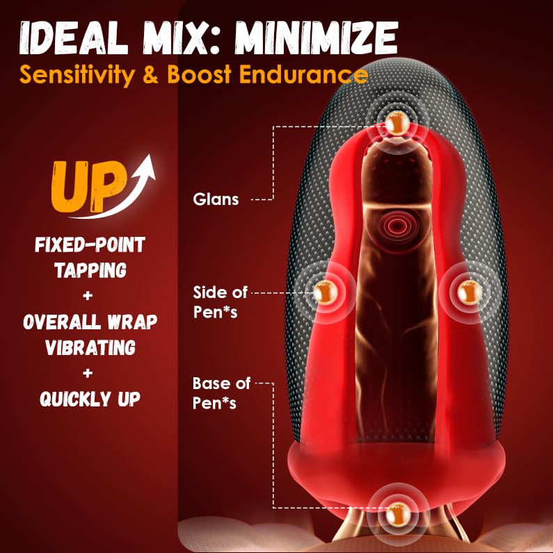 Male Sex Toys for Men - Male Masturbator Deep Throat-Mouth 360 Wrapped 9 Tapping & Vibrating Male Vibrator Penis Pump APP Contro