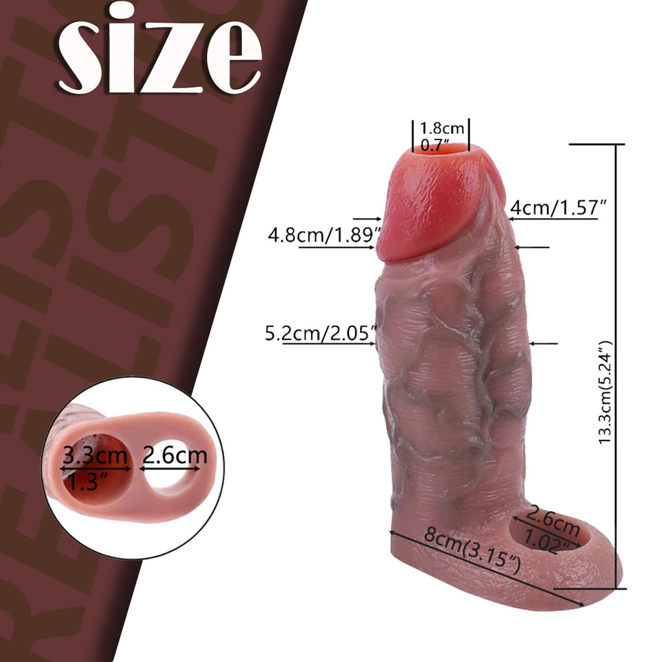 Silicone Soft Male Enlarge Penis Sleeve Cock Ring Extender,Adult Reusable Open End Male Penis Cuff Hollow Dildo,Men Dick Enlarge