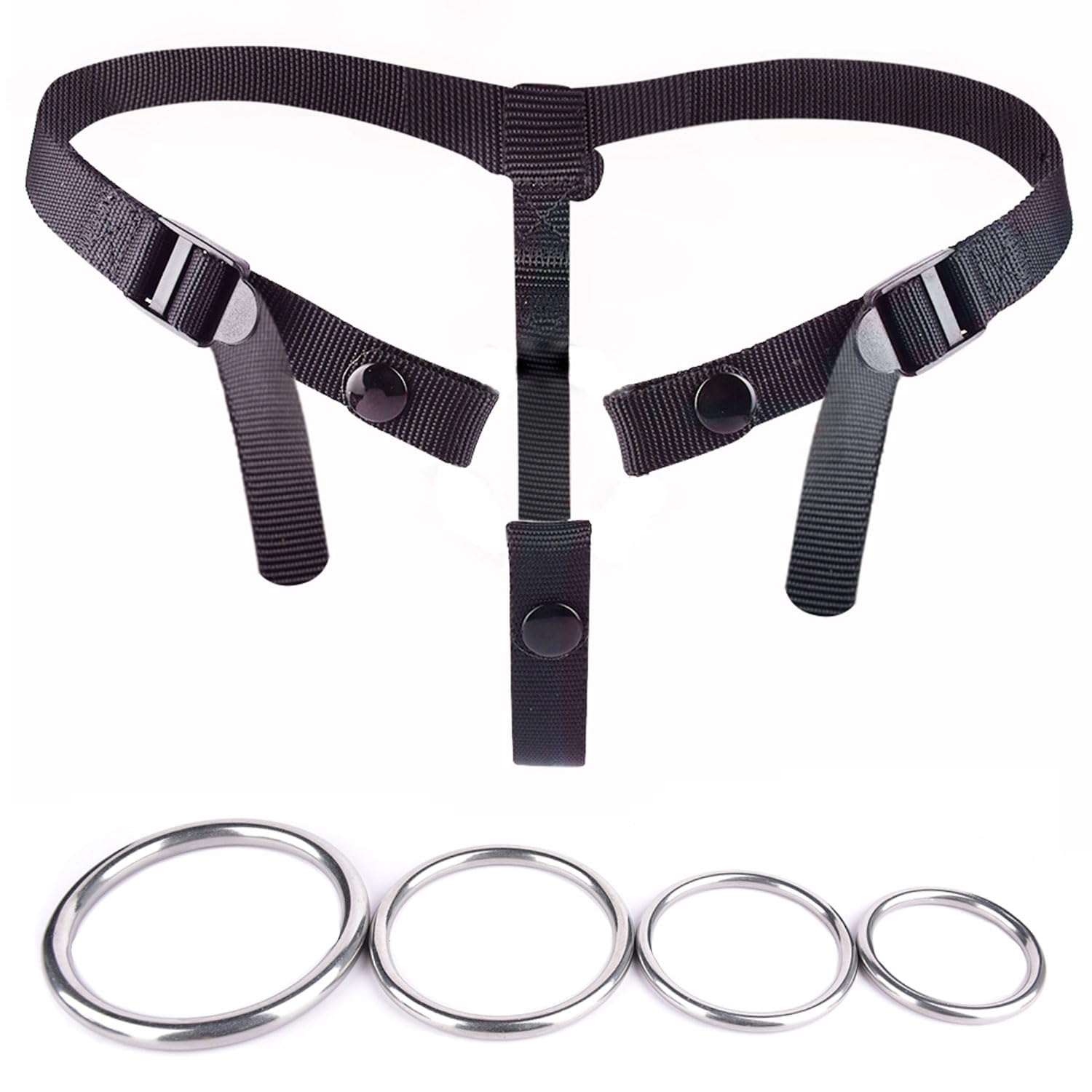FREDORCH Anti-Off Male Chastity Cage Devices Elastic Band Penis Cage Accessories, Adjustable Auxiliary Belt with 4 Size Cock Rin
