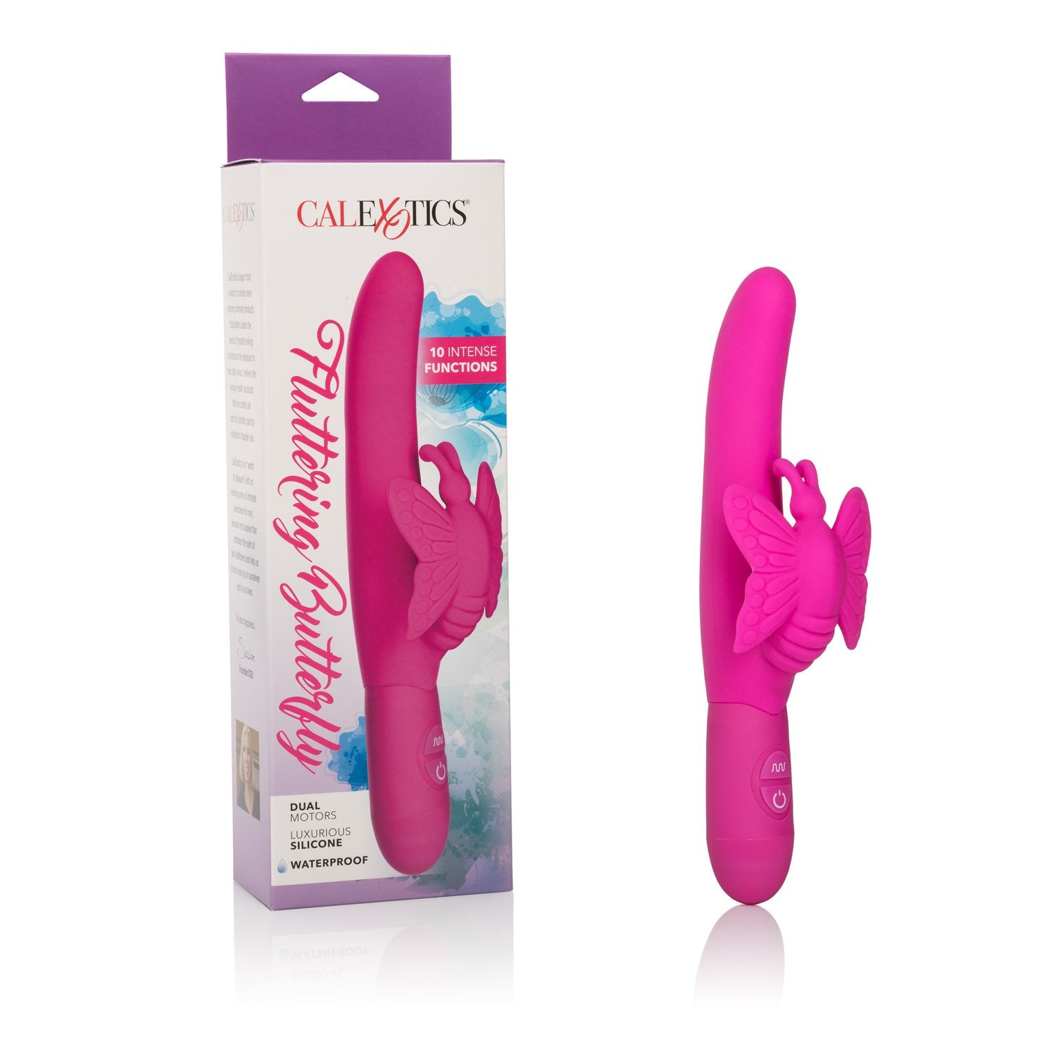 CalExotics Fluttering Butterfly - Waterproof Rabbit Vibrator - Adult Sex Toys for Couples - Clitoral G Spot Massager - Blue