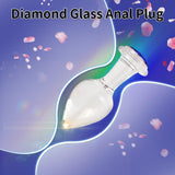 Crystal Glass Anal Plug with Luxury Jewelry Butt Plug Fetish Anus Stimulation Unisex Adult Anal Sex Toy (Blue, M)