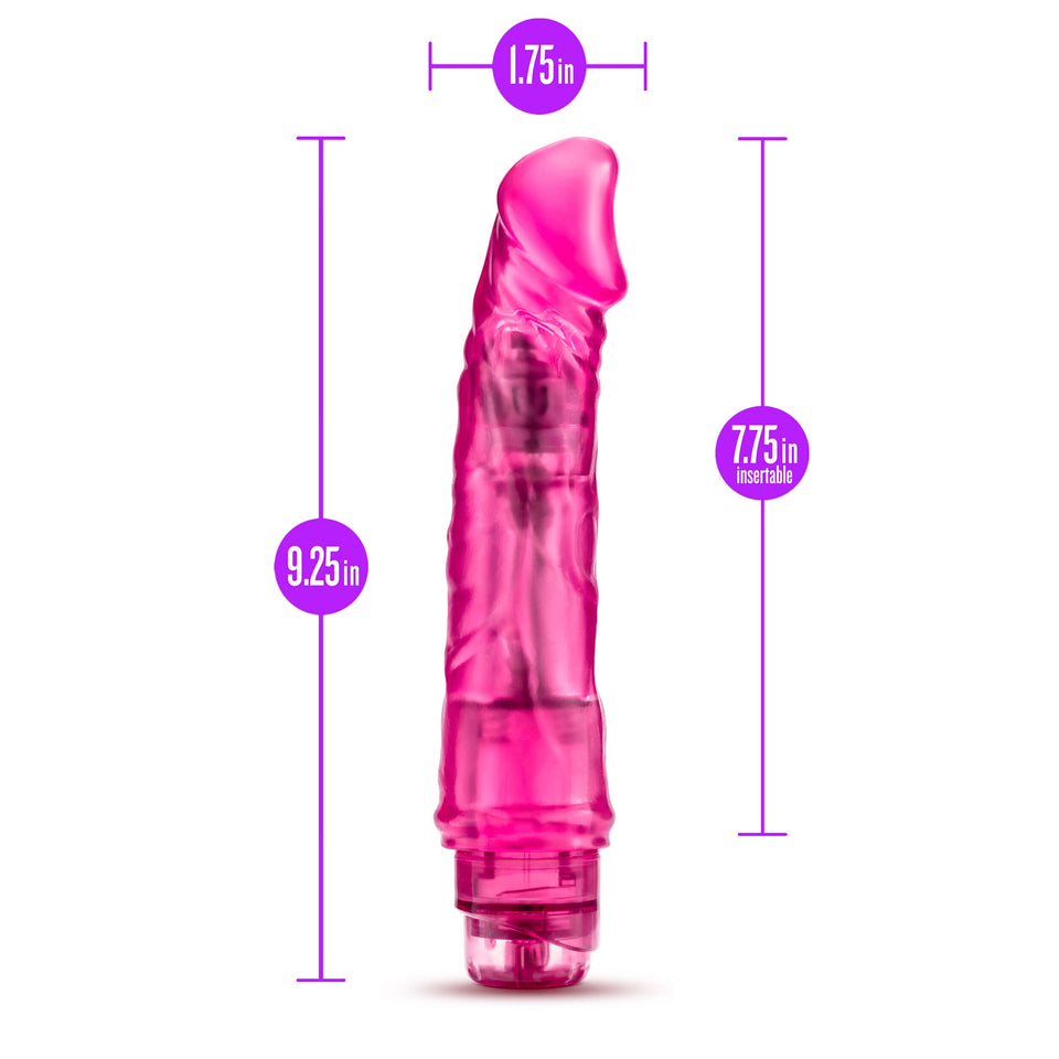 Blush Novelties B Yours Vibe #6 - Soft Realistic Multispeed Vibrating Dildo - 9.25 Inch Long - 1.75'' Wide - Flexible Shaft Conf