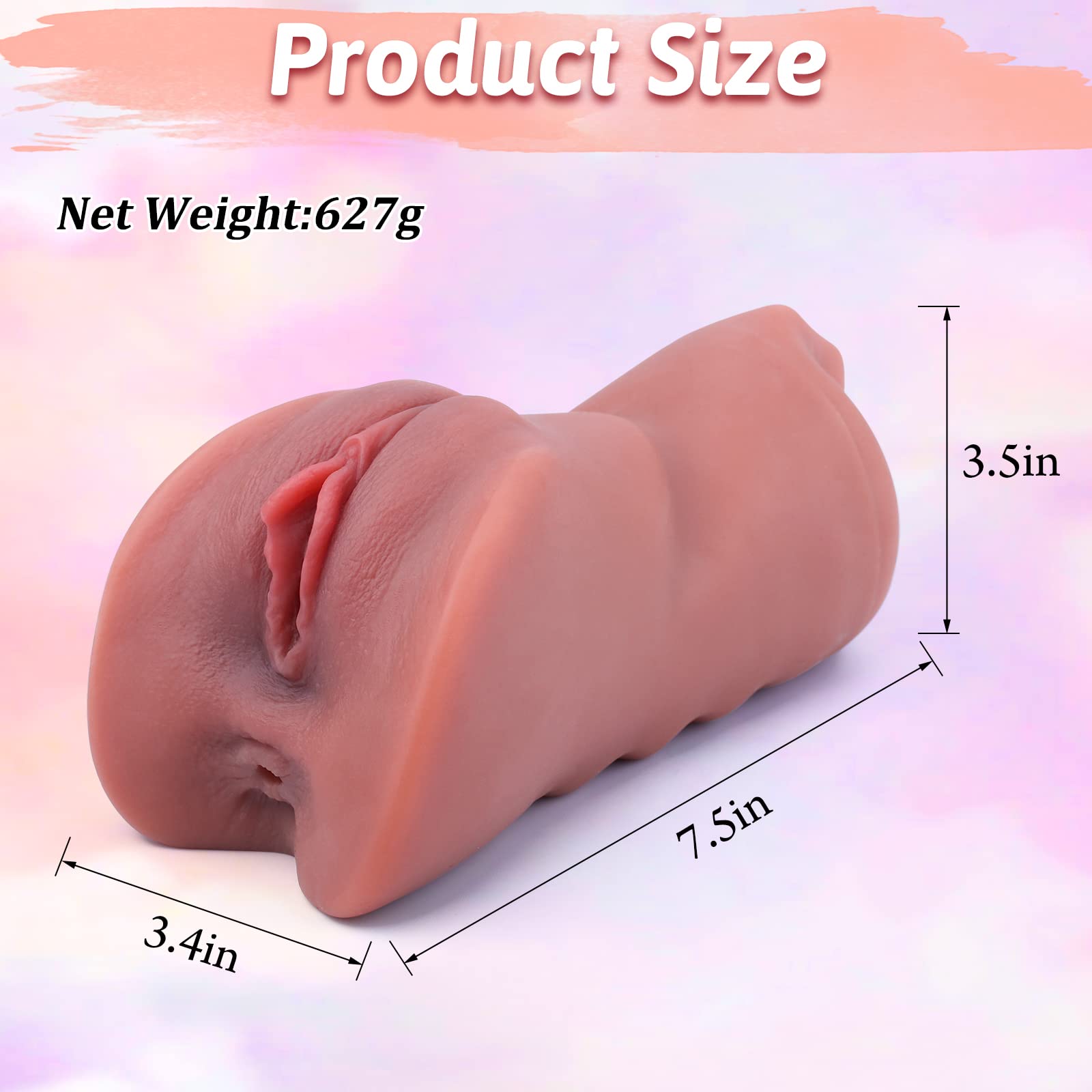 SAITONG Male Sex Toys - 3 in 1 Male Masturbator with Realistic Vagina & Auns, Portable Blowjob Adult Toy, Brown