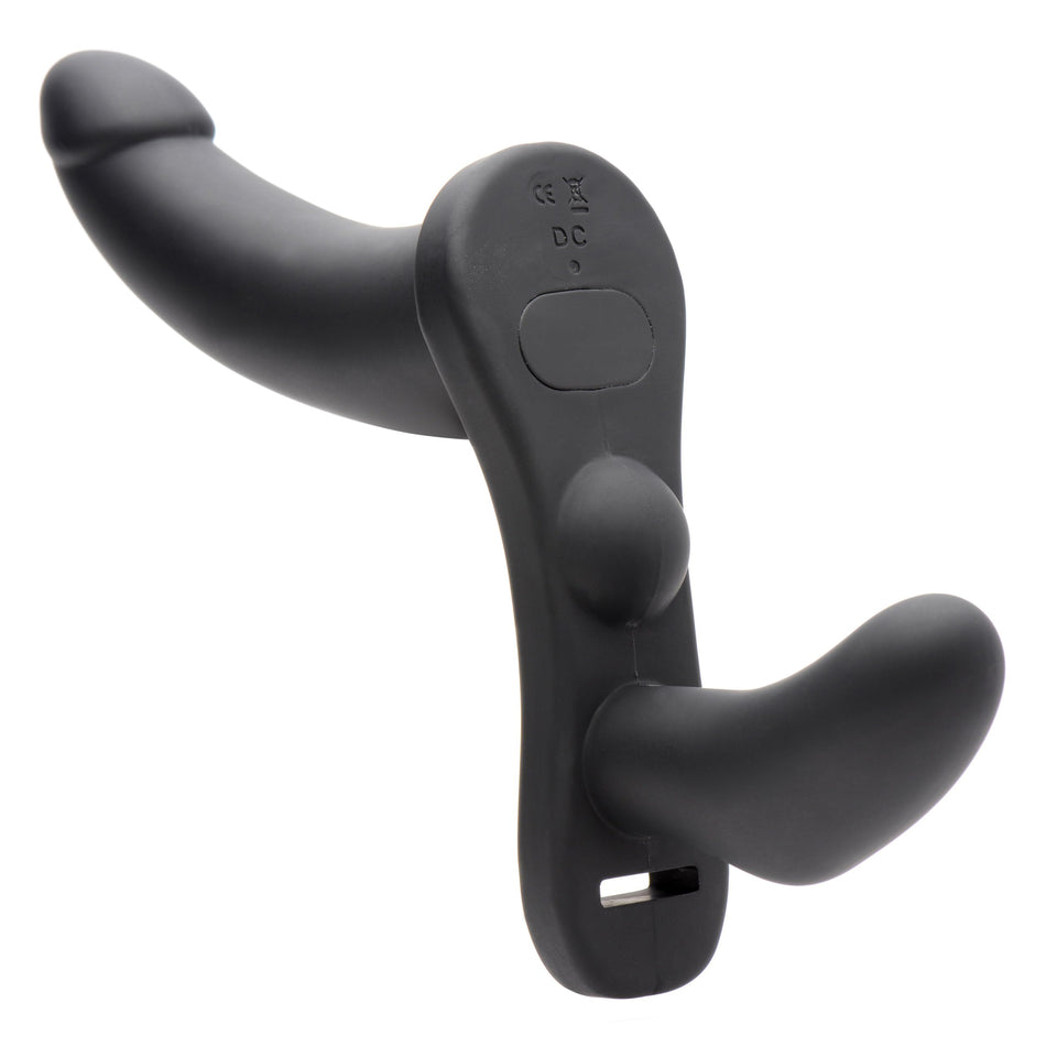 Double Take 10X Double Penetration Vibrating Strap-On Harness - Black
