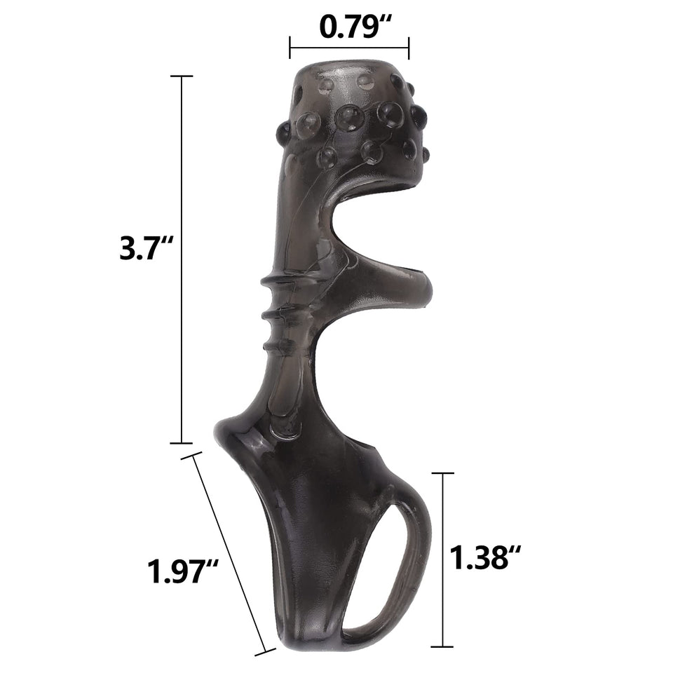 Reusable Penis Sleeve with Testicle Ring Covered by Granules, Flexible Condom Male Cock Extender Enlarger G-Spot Stimulation Sex