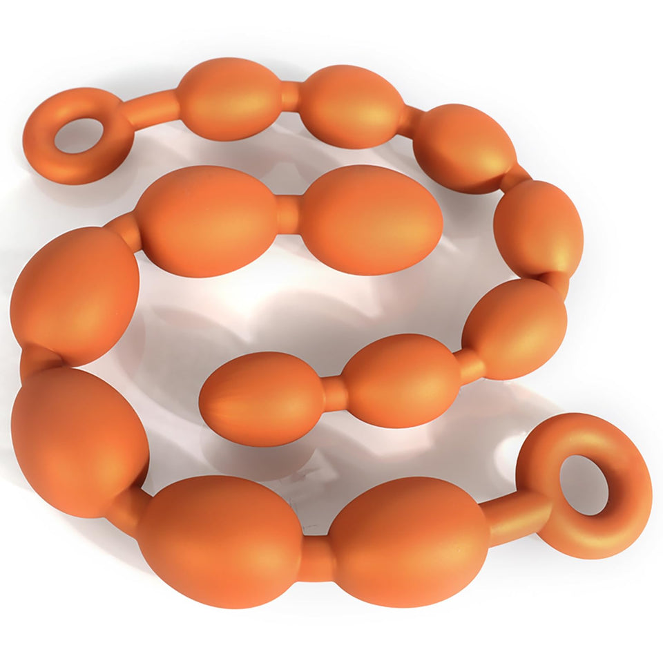 SUILEE 15.75 Inch Eggs Shape Pull Beads Prostate Massage Liquid Silicone Toy, Extra Long Anal Plug Adult Sex Toys for Women and