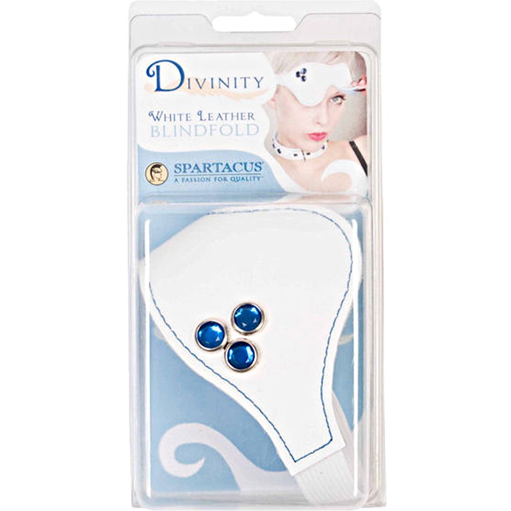 Spartacus Divinity White Leather Blindfold With Faux Fur