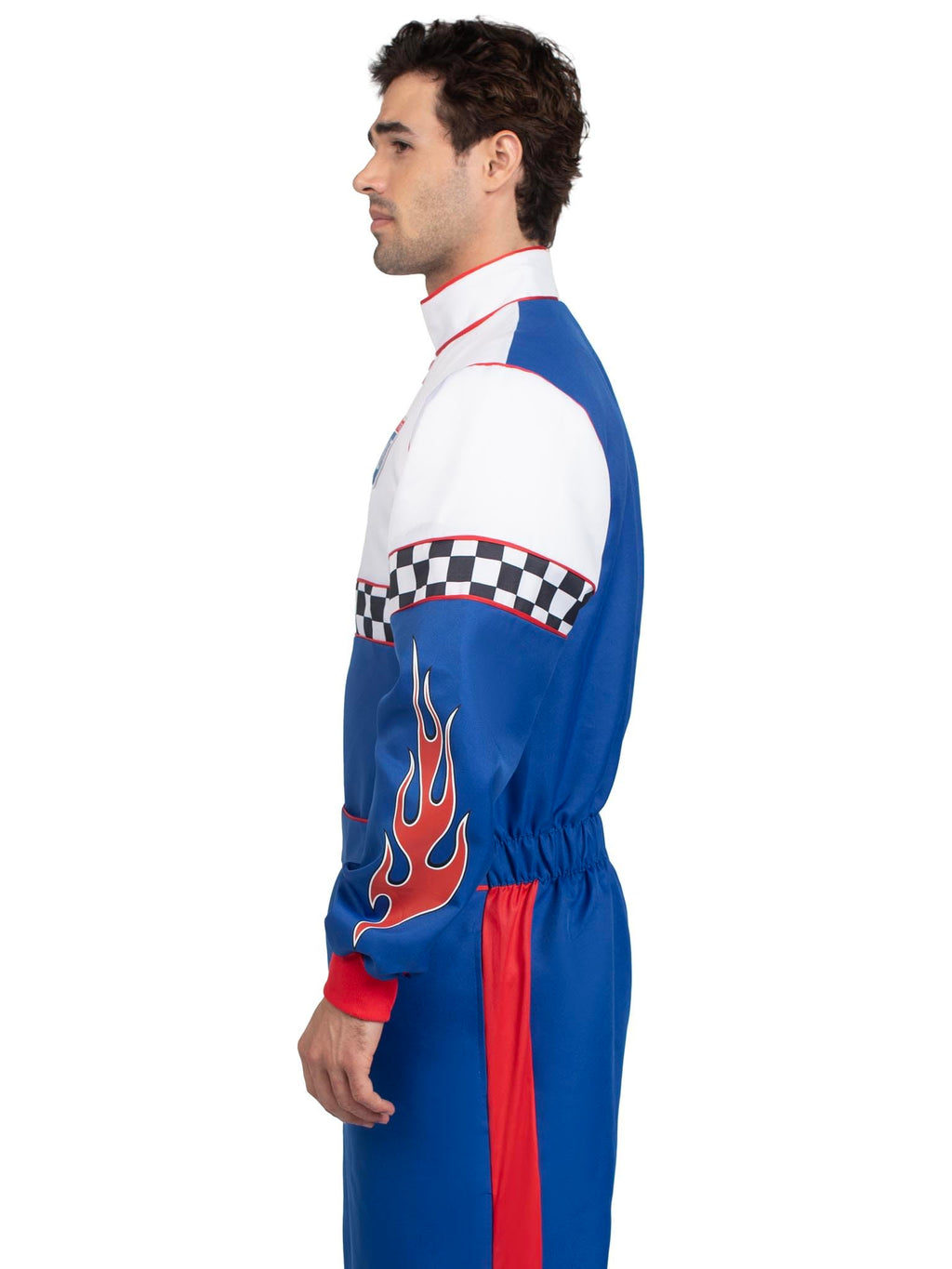 Speedway Racer, features jumpsuit with pockets, two-way zipper, and patch accents.
