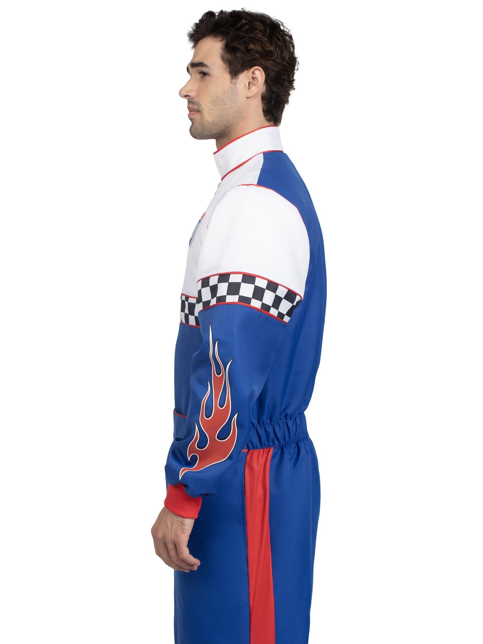 Speedway Racer, features jumpsuit with pockets, two-way zipper, and patch accents.