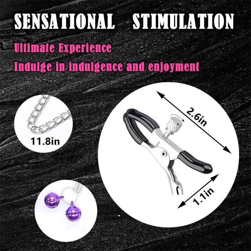 Adjustable Metal Nipple Clamps, Non-Piercing Adjustable Nipple Clitoris Clamps On Nipple Rings Decorative Clip, BDSM Adult Sex T