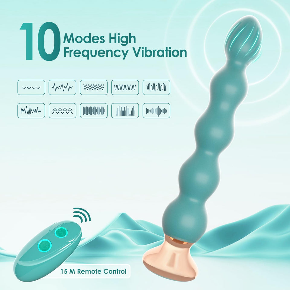 Vibrating Anal Beads Butt Plug Vibrator Anal Toy for Men and Women, 10 Vibration Modes Prostate Massager Male Vibrator Remote Co