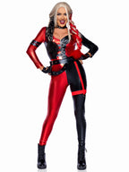 2 Pc Chaos Cutie, Includes Two-Tone Zip Up Catsuit With Buckle Detail And Belt With Attached Garter.