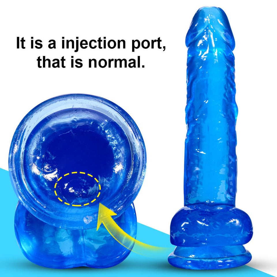Blue Suction Cup Dildo - 8.2 inch Realistic Big Dildo, Adult Sex Toy with Suction Cup, Suitable for Women/Men/Gay, with Curved S