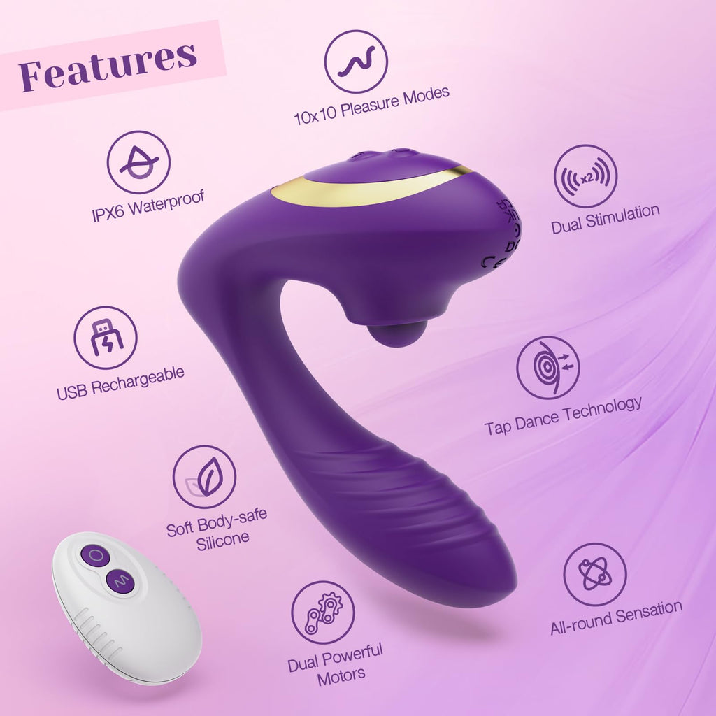 Tracy? Dog Adult Toys, Clitoral & G Spot Vibrator with Remote, 10 Tapping Pulse & 10 Vibration Modes, Body-Safe Silicone, Waterp