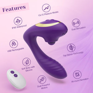 Tracy? Dog Adult Toys, Clitoral & G Spot Vibrator with Remote, 10 Tapping Pulse & 10 Vibration Modes, Body-Safe Silicone, Waterp