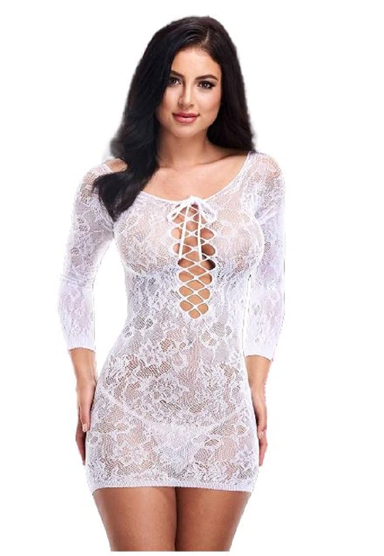 Lapdance Lace Off The Shoulder Mini Dress White O/S