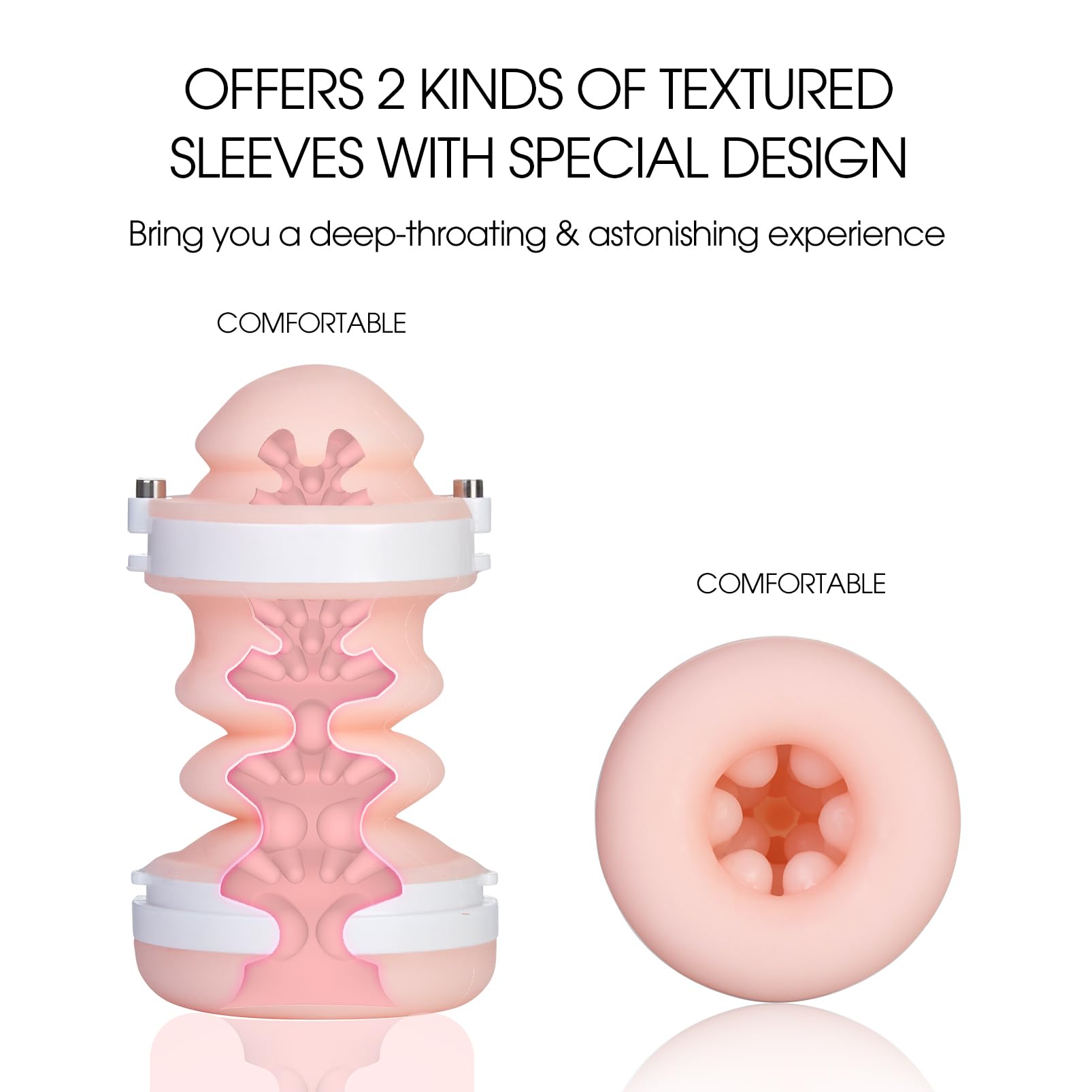 Automatic Male Masturbators Cup - Hands Free Visible Masturbator Cup Blowjob Machine with 10 Thrusting & 2 Realistic Sleeves & W