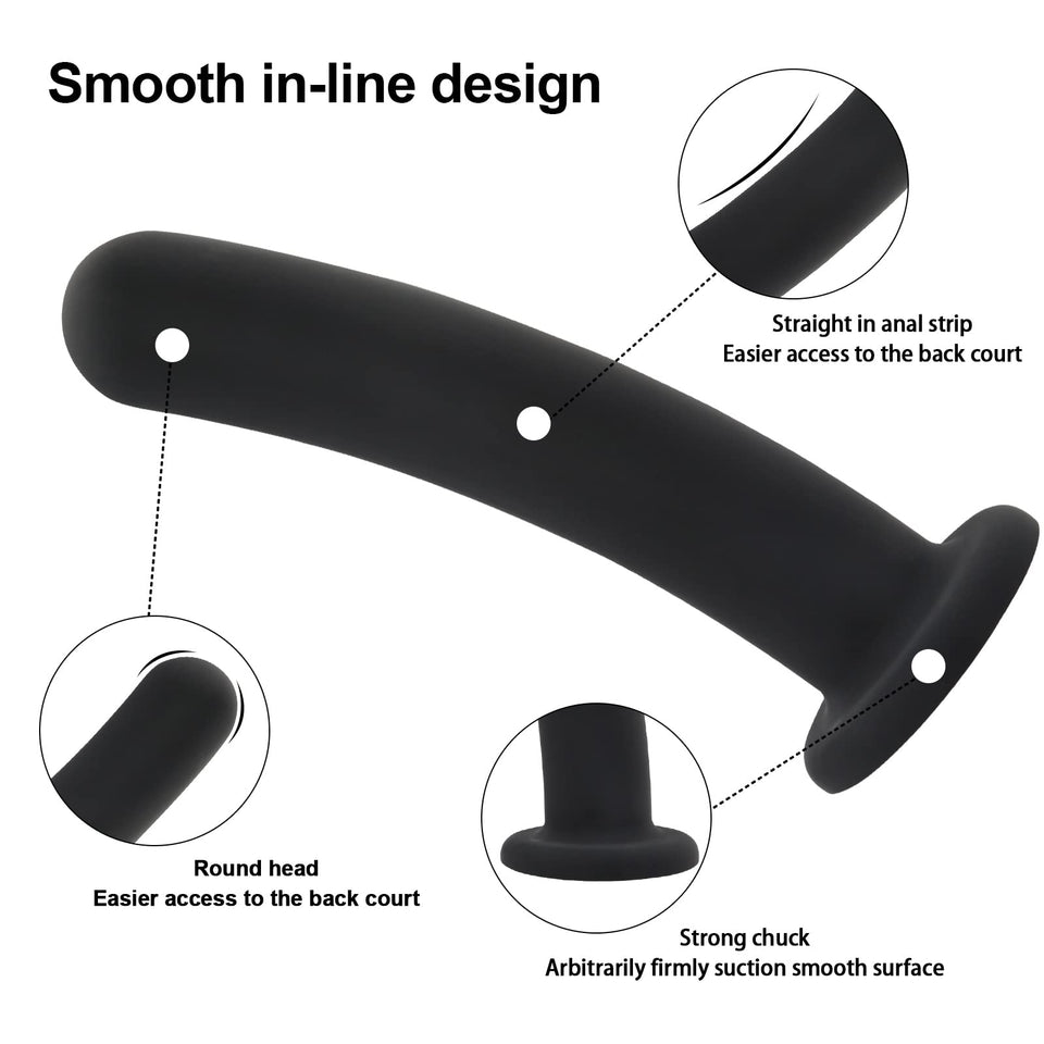 Dildo Anal Plug Trainer Kit, 3 Sizes Butt Plug Anal Toys Silicone Black Dildo with Strong Suction Cup Prostate Vaginal G Spot Se