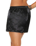 Elegant Moments Womens Serena Charmeuse Satin Boxer Short, Black, Medium