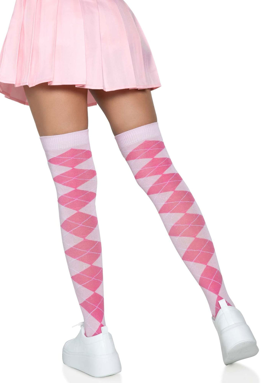 Argyle Knit Over The Knee Sock
