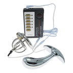 Electric Shock Chastity Lock with Bead Chastity Cage Metal Anal Plug Combination Electric Shock Set Sex Toy(C,L)