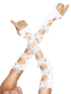 Opaque Net Cut-Out Butterfly Applique Arm Warmers.