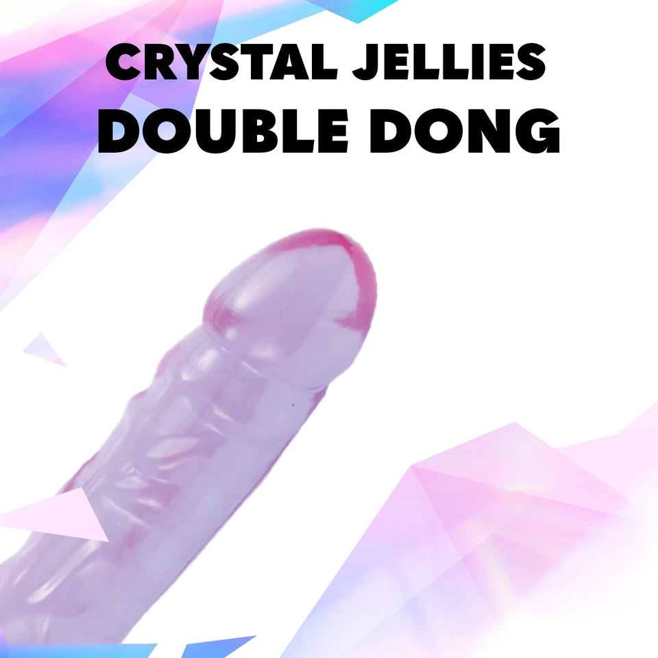 Doc Johnson Crystal Jellies - Double Dong -18 Inch - 1.8 Inches Wide - Double Sided Dildo - Proudly Made In America - Purple