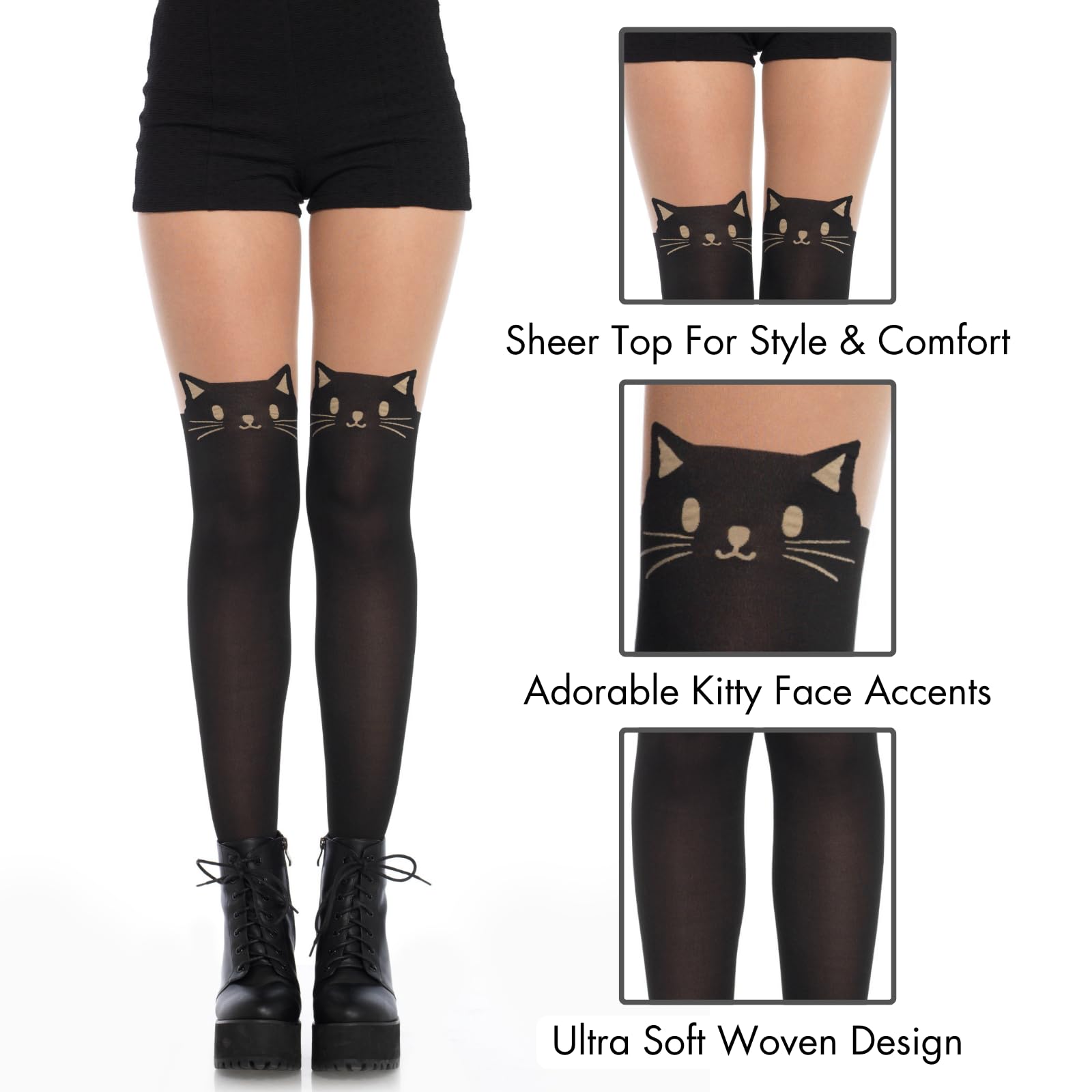 Black Cat Spandex Opaque Panty